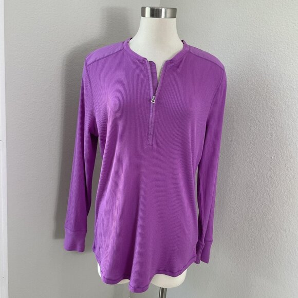Lauren Ralph Lauren Pullover Womens 2X Pure Lilac Long Sleeve Half Zip Shirt Top - Picture 1 of 11